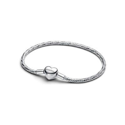 Bracelet Pandora Maille Serpent Facetté Fermoir Cœur en argent, 20 cm