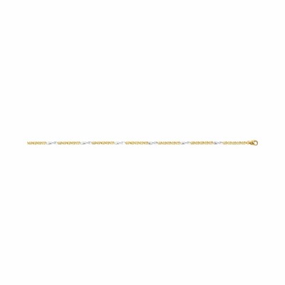 Chaîne en or jaune et or blanc, 18cm
