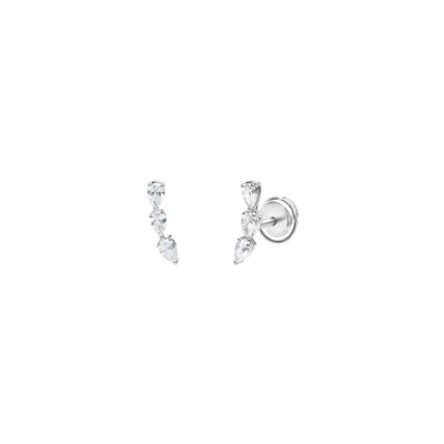 Boucles d'oreilles Mix&Match en or blanc et diamants taille poire