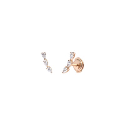 Boucles d'oreilles Mix&Match en or rose et diamants taille poire 