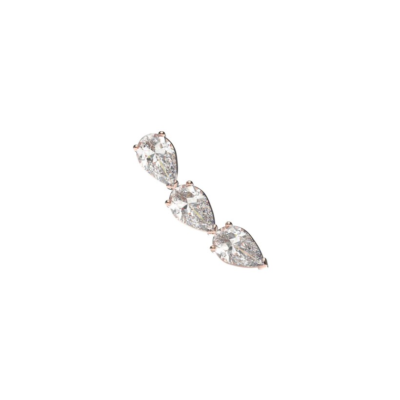 Boucles d'oreilles puces Frojo en or rose et 6 diamants poires