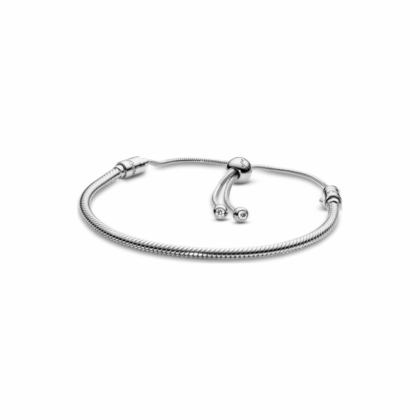 Bracelet Pandora Icons maille serpent coulissant moments en argent, silicone et oxyde de zirconium, 28 cm