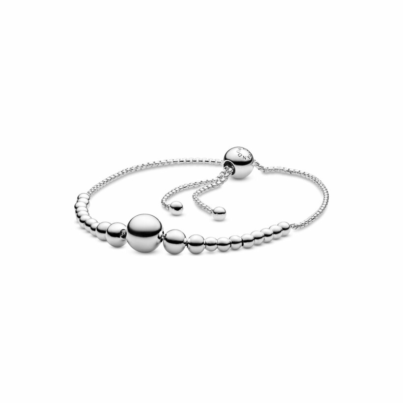 Bracelet Purely Pandora coulissant fil perlé en argent et silicone, 23 cm