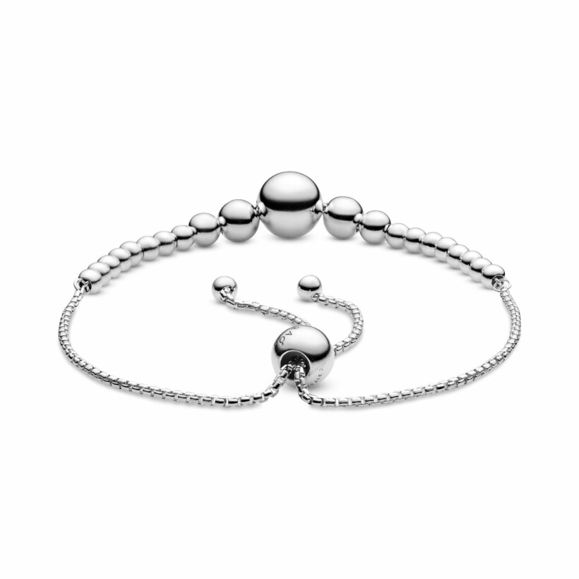 Bracelet Purely Pandora coulissant fil perlé en argent et silicone, 23 cm