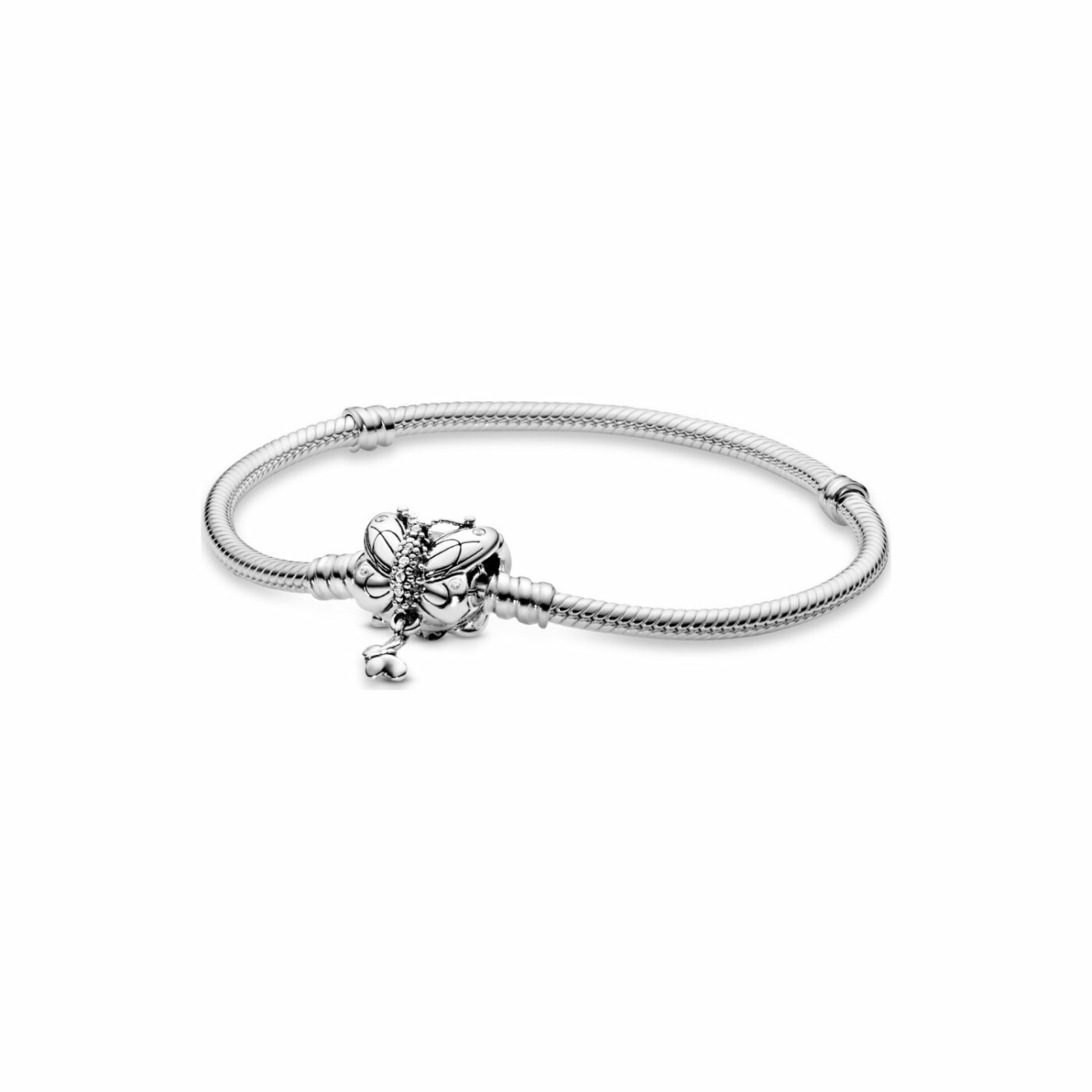 Bracelet Pandora Garden maille serpent fermoir papillon moments en argent et oxyde de zirconium, 17 cm