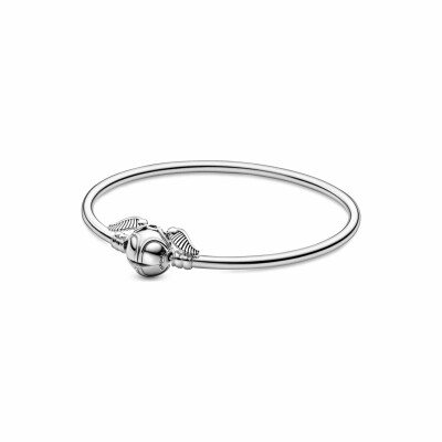 Bracelet jonc Harry Potter X Pandora fermoir harry potter, vif d'or, moments en argent, 17 cm