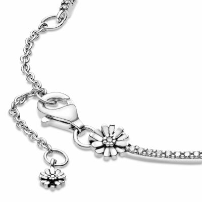 Bracelet Pandora Garden marguerite scintillant en argent et oxyde de zirconium, 16 cm