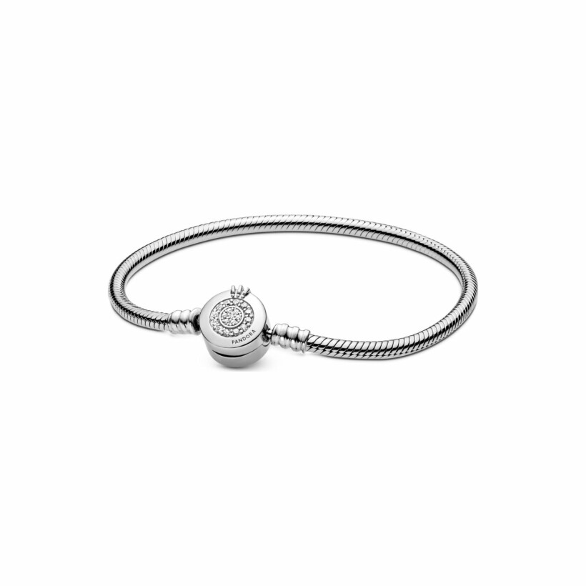 Bracelet Pandora Signature maille serpent o couronné scintillant moments en argent et oxyde de zirconium, 20 cm