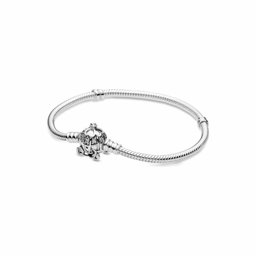 Bracelet Disney X Pandora moments disney cendrillon fermoir carrosse citrouille en argent et oxyde de zirconium, 17 cm