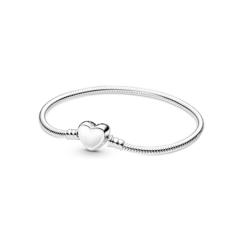 Bracelet Pandora Maille Serpent Fermoir Coeur Gravable Moments, taille 20 cm