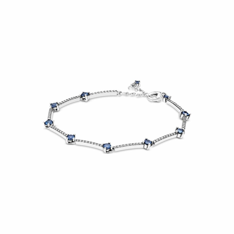 Bracelet Pandora Timeless barres pavé scintillant en argent et cristal, oxyde de zirconium, 20 cm
