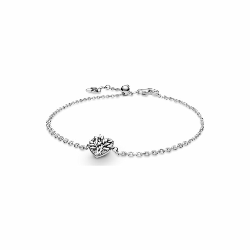 Bracelet Pandora People chaîne arbre de vie cœur en argent et oxyde de zirconium, 20 cm