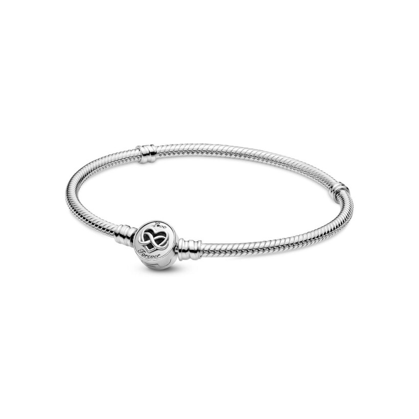 Bracelet Pandora Moments maille serpent fermoir infini cœur en argent, taille 20cm