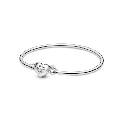 Bracelet Jonc Pandora cœur ailé moments en argent, 19cm