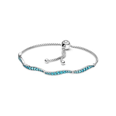 Bracelet coulissant Pandora vagues bleu en argent, 25cm
