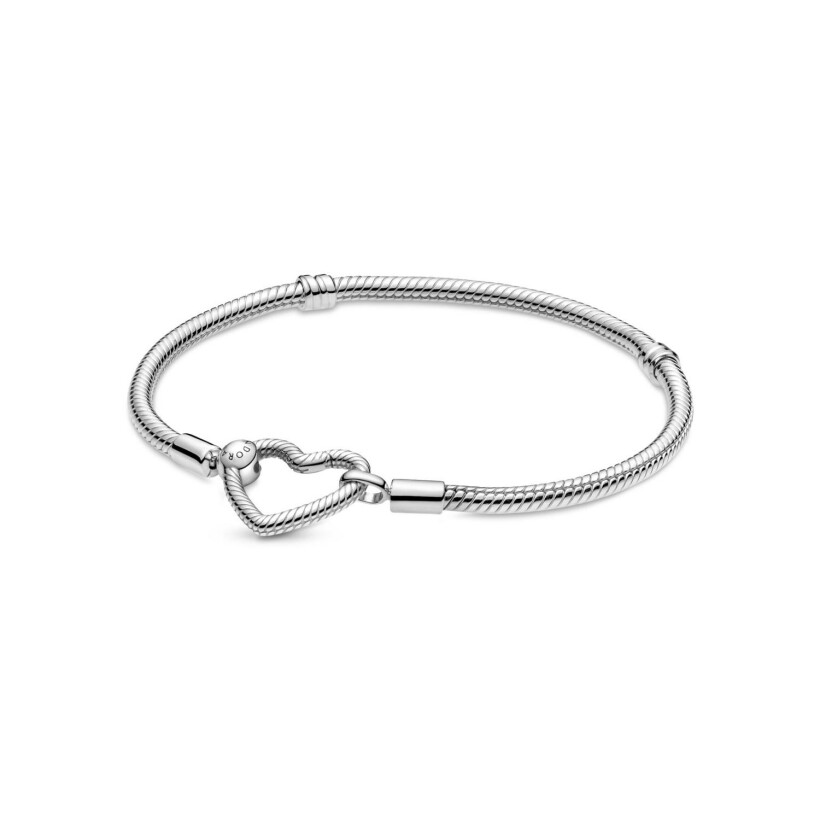 Bracelet Pandora Icons Moments maille serpent fermoir cœur en argent, taille 19cm