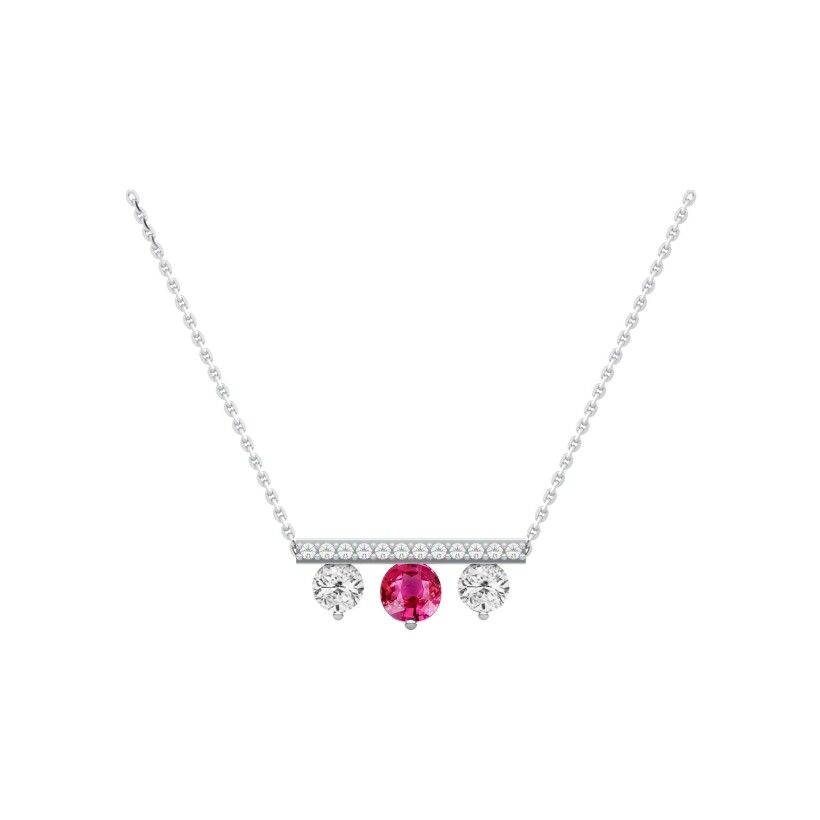 Collier SoHo en or blanc, saphir rose et diamants