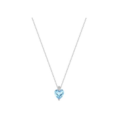 Collier en or blanc et topaze bleue