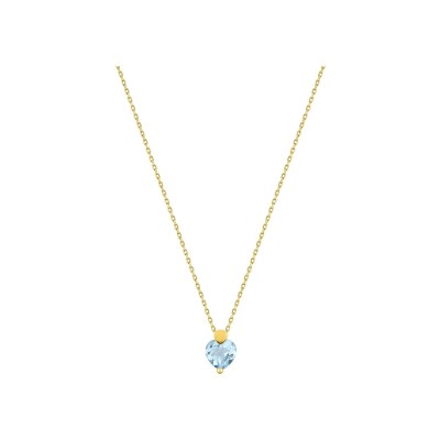 Collier en or jaune et topaze bleue