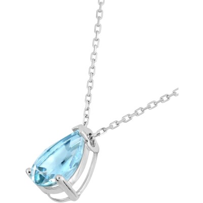 Collier en or blanc et topaze bleue