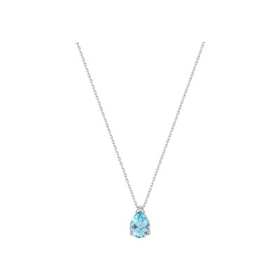 Collier en or blanc et topaze bleue
