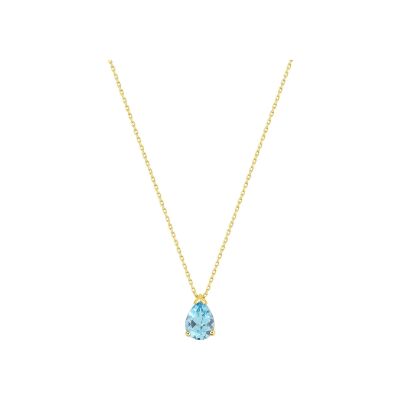 Collier en or jaune et topaze bleue