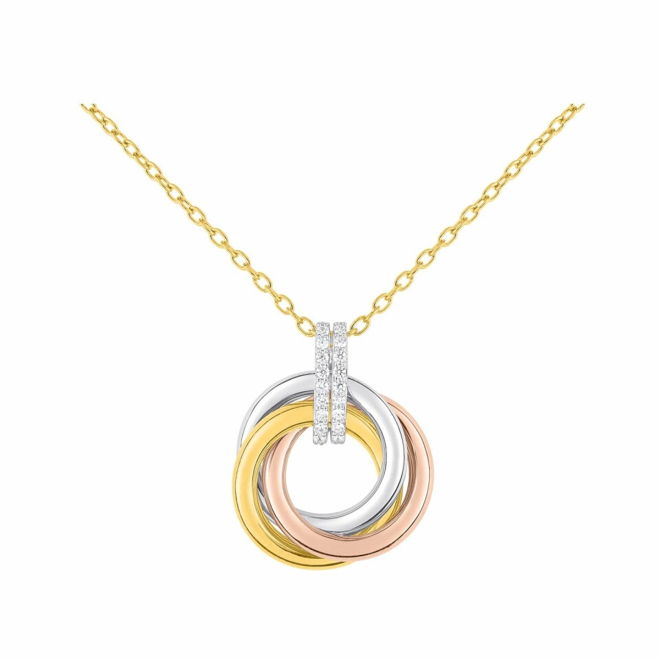 Collier en or jaune, or blanc, or rose et oxydes de zirconium