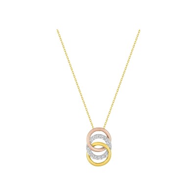 Collier en or jaune et oxyde de zirconium
