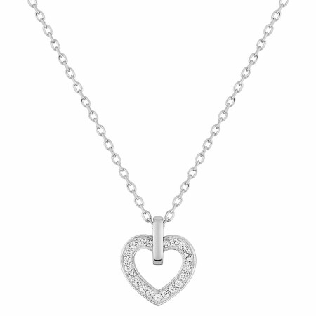 Collier coeur en or blanc et oxydes de zirconium