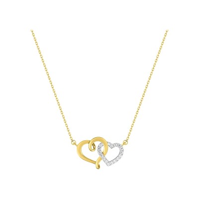 Collier en or jaune, or blanc et oxyde de zirconium
