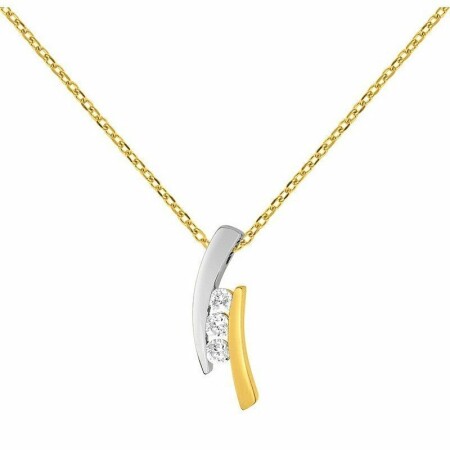 Collier en or jaune, or blanc et oxydes de zirconium