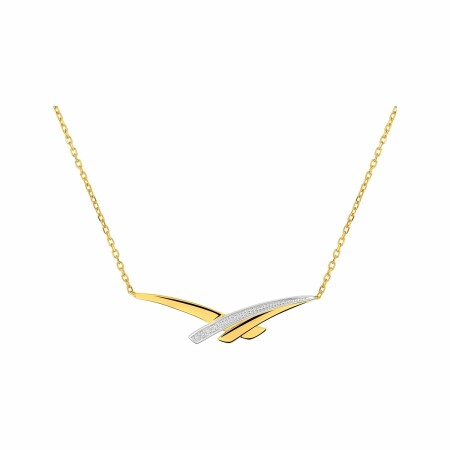 Collier en or jaune, rhodium et diamants 0.008ct