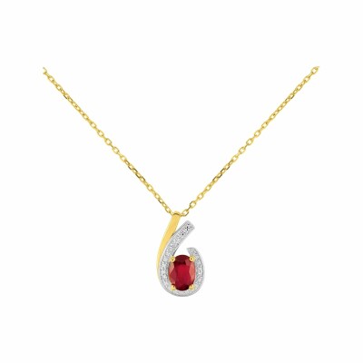 Collier en or jaune rubis et diamants 0.012ct