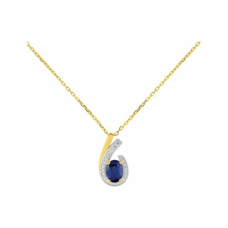 Collier en or blanc, or jaune et saphir et diamants de 0.012ct