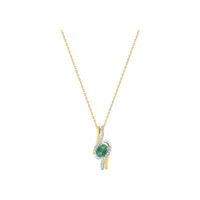 Collier en or jaune, émeraude et oxyde de zirconium
