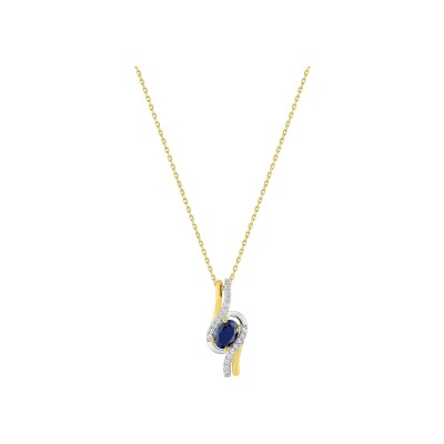 Collier en or jaune, saphir et oxyde de zirconium