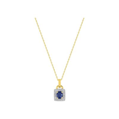 Collier en or jaune, saphir et oxyde de zirconium