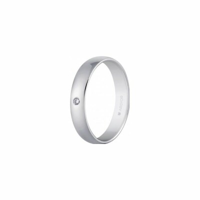 Alliance demi-jonc avec diamant 4mm en or blanc 