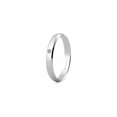 Alliance demi-jonc avec diamant 3mm en or blanc 