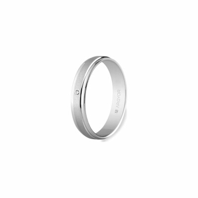 Alliance en or blanc 4mm avec diamant 