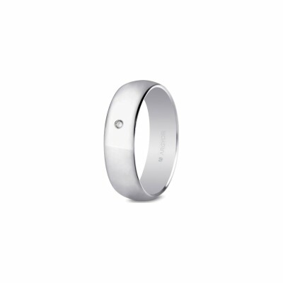 Alliance demi-jonc avec diamant 5mm en or blanc 