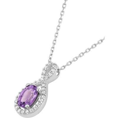 Collier en or blanc, améthyste et oxyde de zirconium