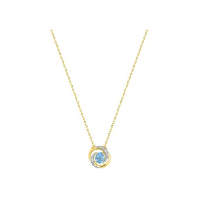 Collier en or jaune, topaze bleue et oxyde de zirconium