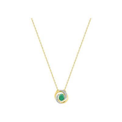 Collier en or jaune, émeraude et oxyde de zirconium