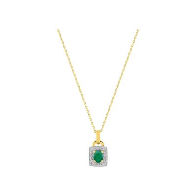 Pendentif en or jaune, émeraude et oxyde de zirconium