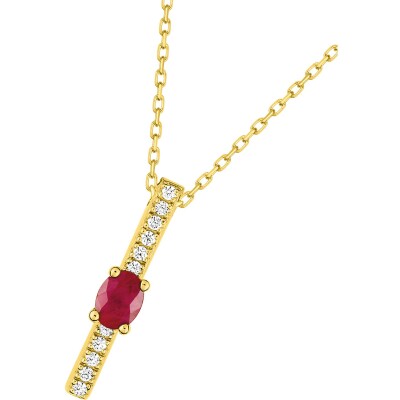 Collier en or jaune, rubis et oxyde de zirconium, taille 42cm