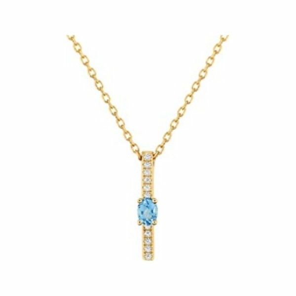 Collier en or jaune et topaze bleue et oxydes de zirconium