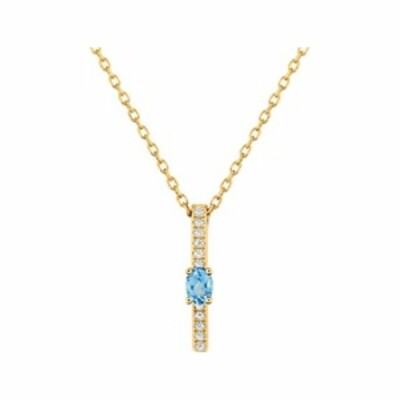 Collier en or jaune et topaze bleue et oxydes de zirconium