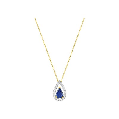 Collier en or jaune, saphir et oxyde de zirconium