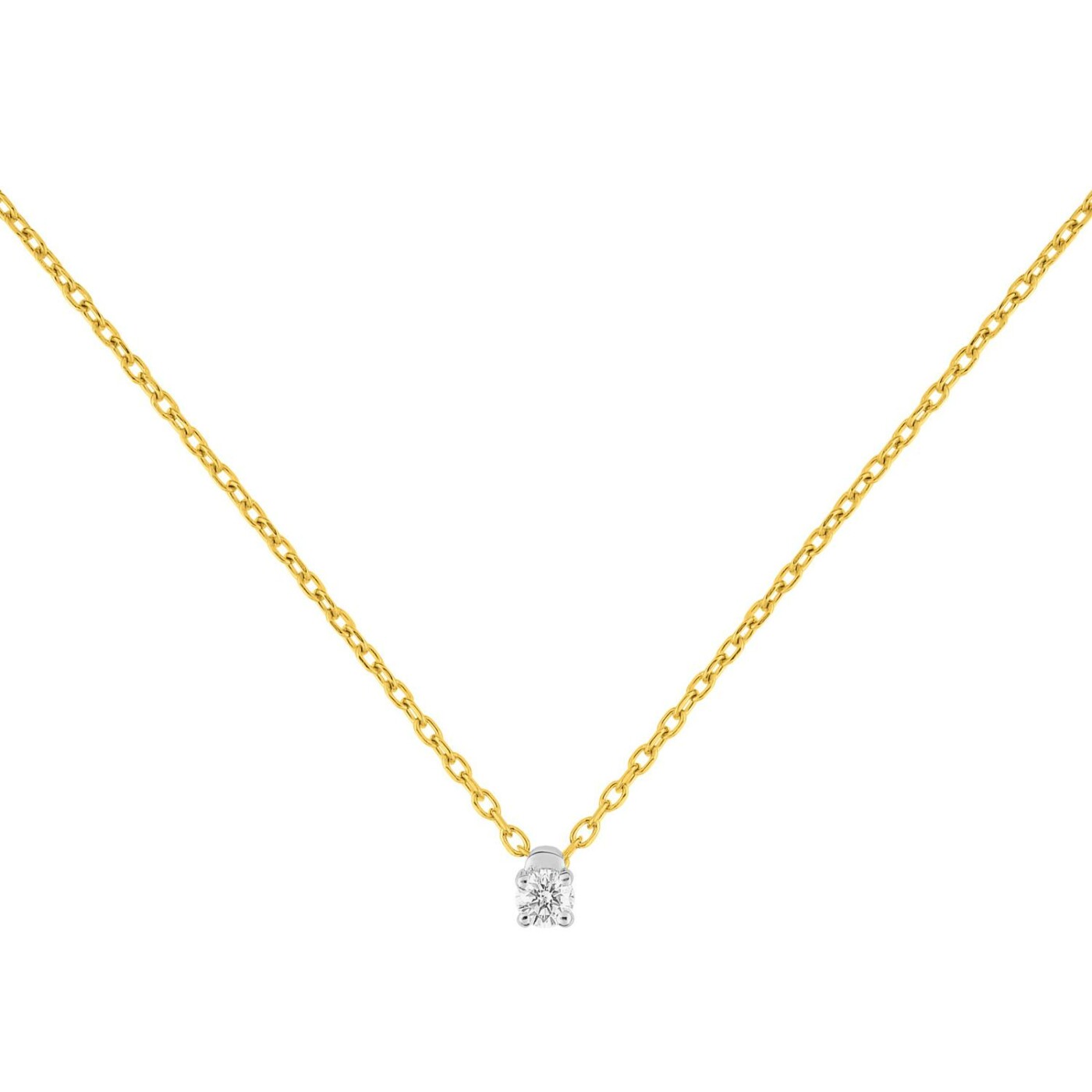 Collier en or jaune, or blanc et diamant 0.07ct